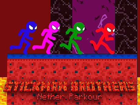 Stickman Brothers Nether Parkour gameplay